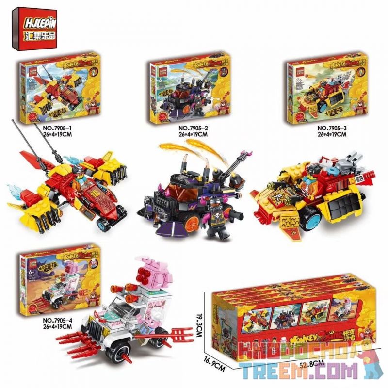 HJLEPIN 7905-1 7905-2 7905-3 7905-4 non  4 YUNXIAO CHARIOT ÁC XE THỂ THAO MÌ bộ đồ chơi xếp lắp ráp ghép mô hình MONKEY KING 815 khối