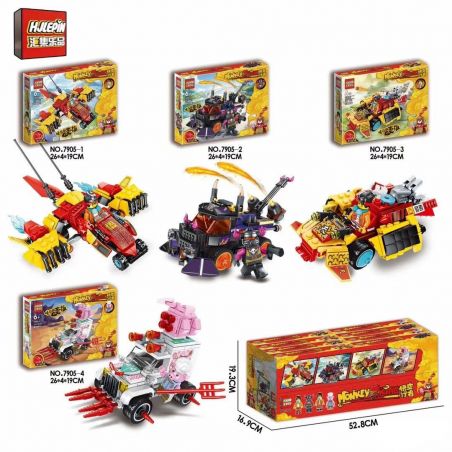 HJLEPIN 7905-1 7905-2 7905-3 7905-4 non  4 YUNXIAO CHARIOT ÁC XE THỂ THAO MÌ bộ đồ chơi xếp lắp ráp ghép mô hình MONKEY KING 815 khối