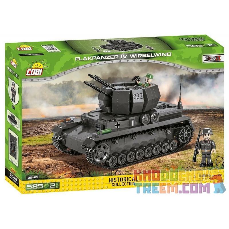 COBI CHARACTER BUILDING COBI-2548 2548 COBI2548 non  XE TĂNG KHÔNG KHÍ CYCLONE bộ đồ chơi xếp lắp ráp ghép mô hình Military Army FLAKPANZER IV WIRBELWIND Quân Sự Bộ Đội 580 khối