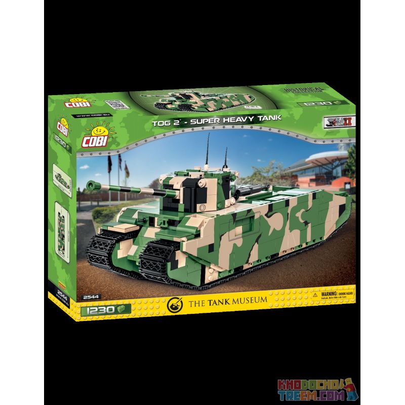 COBI CHARACTER BUILDING COBI-2544 2544 COBI2544 non  XE TĂNG HẠNG NẶNG TOG2 bộ đồ chơi xếp lắp ráp ghép mô hình Military Army TOG2 SUPER HEAVY TANK Quân Sự Bộ Đội 1230 khối