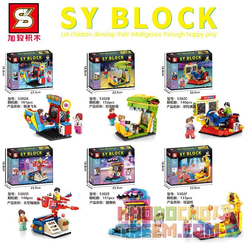 SHENG YUAN SY 5302B 5302C 5302D 5302E 5302F 5302A non  TV THỂ THAO 6 TỐC ĐỘ BẮN KHỦNG LONG ĐUA XE MÁY NHẠC LẮC KHÔNG GIAN NHẢY MÚA CHỤP bộ đồ chơi xếp lắp ráp ghép mô hình Jurassic World Thế Giới Khủng Long 885 khối