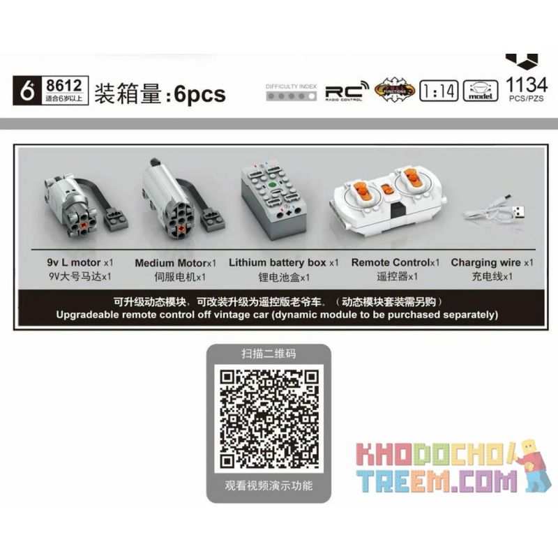 SHENG YUAN SY 8612 non  XE CỔ MÀU ĐỎ 1:14 tỷ lệ 1:14 bộ đồ chơi xếp lắp ráp ghép mô hình  TECHINQUE Kỹ Thuật Công Nghệ Cao Mô Hình Phương Tiện 1134 khối