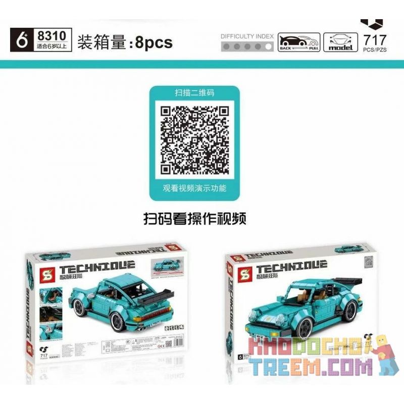 SHENG YUAN SY 8310 non  XE THỂ THAO PORSCHE 911 bộ đồ chơi xếp lắp ráp ghép mô hình  TECHINQUE Kỹ Thuật Công Nghệ Cao Mô Hình Phương Tiện 717 khối