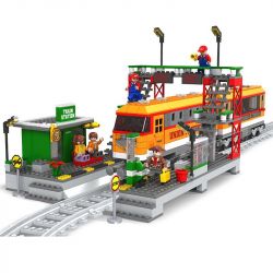 AUSINI 25810 non  GA XE LỬA bộ đồ chơi xếp lắp ráp ghép mô hình City TRAIN STATION Thành Phố 517 khối