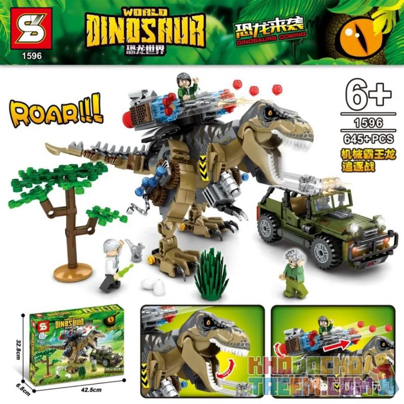 SEMBO 205038 SHENG YUAN SY 1596 non  CƠ KHÍ BA WANGLONG ĐUỔI THEO bộ đồ chơi xếp lắp ráp ghép mô hình Jurassic World DINOSAUR WORLD Thế Giới Khủng Long 645 khối