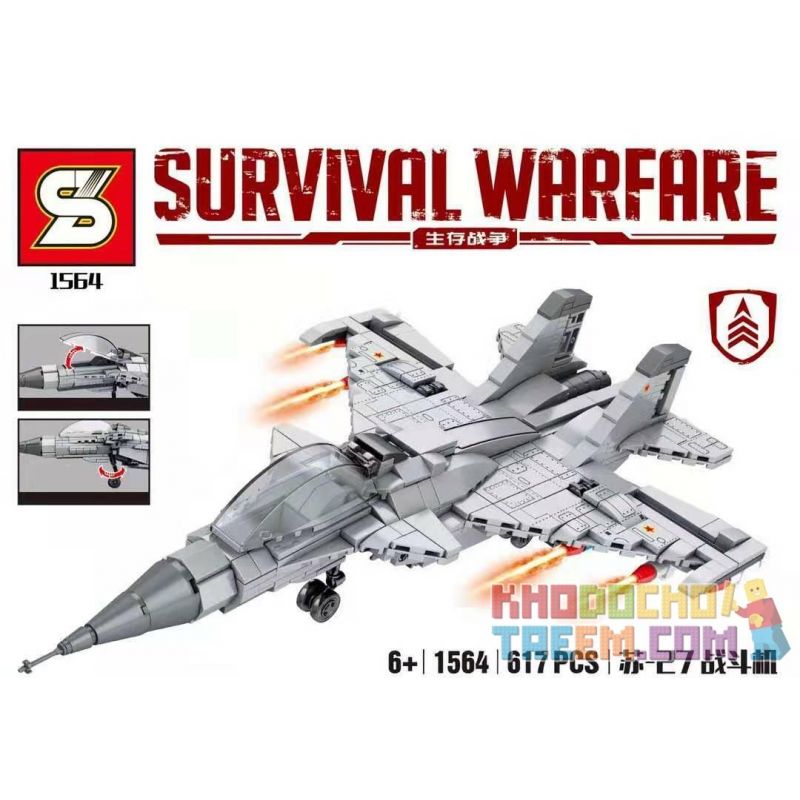 SEMBO 207054 SHENG YUAN SY 1564 non  SU -27 FIGHTER. bộ đồ chơi xếp lắp ráp ghép mô hình Military Army SURVIVAL WARFARE Quân Sự Bộ Đội 617 khối