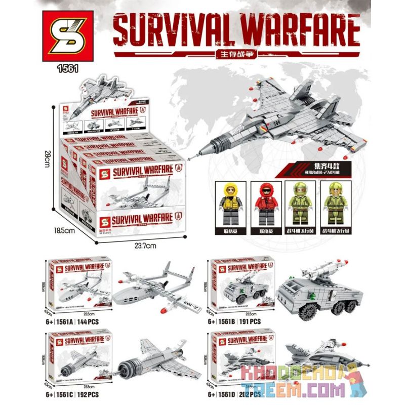 SHENG YUAN SY 1561A 1561B 1561C 1561D non  4 MÔ HÌNH CHIẾN TRANH SINH TỒN bộ đồ chơi xếp lắp ráp ghép mô hình Military Army SURVIVAL WARFARE Quân Sự Bộ Đội 729 khối