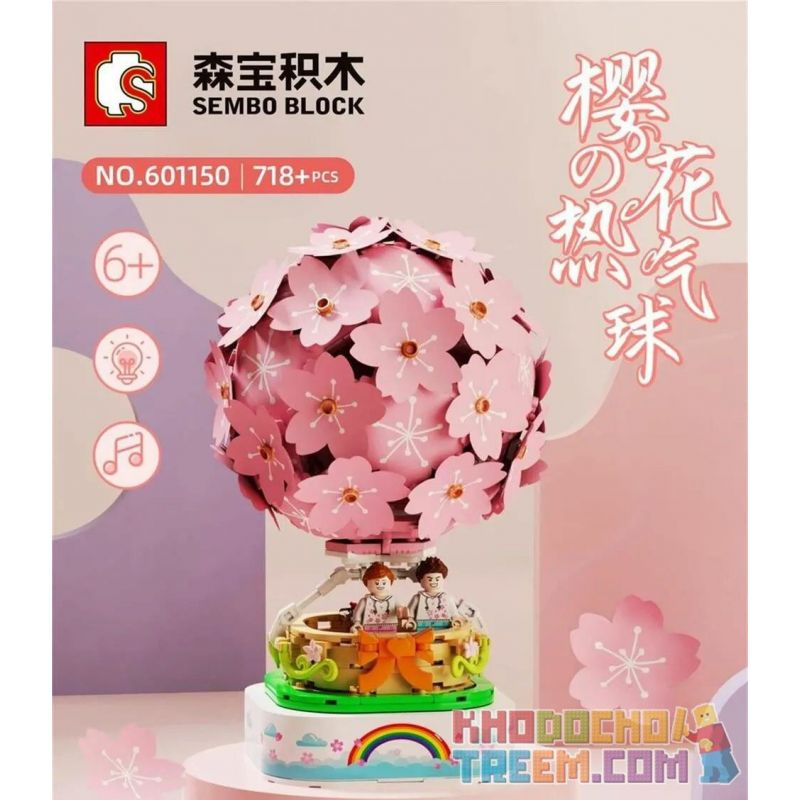 SEMBO 601150 non  SAKURA HOT BALLOON. bộ đồ chơi xếp lắp ráp ghép mô hình Creator Sáng Tạo 718 khối