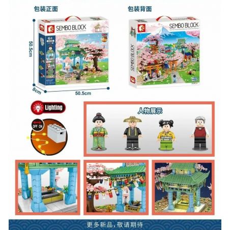 SEMBO 601149 non  CẢNH HOA ANH ĐÀO NHẬT BẢN bộ đồ chơi xếp lắp ráp ghép mô hình 1106 khối
