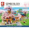 SEMBO 601148 non  CẢNH HOA ANH ĐÀO NHẬT BẢN bộ đồ chơi xếp lắp ráp ghép mô hình 916 khối