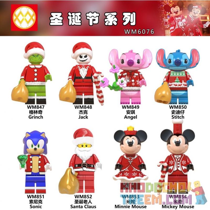WM 6076 847 848 849 850 851 852 853 854 non  HÀNG TRĂM NGƯỜI 8 SÊ-RI GIÁNG SINH bộ đồ chơi xếp lắp ráp ghép mô hình Collectable Minifigures Búp Bê Sưu Tầm
