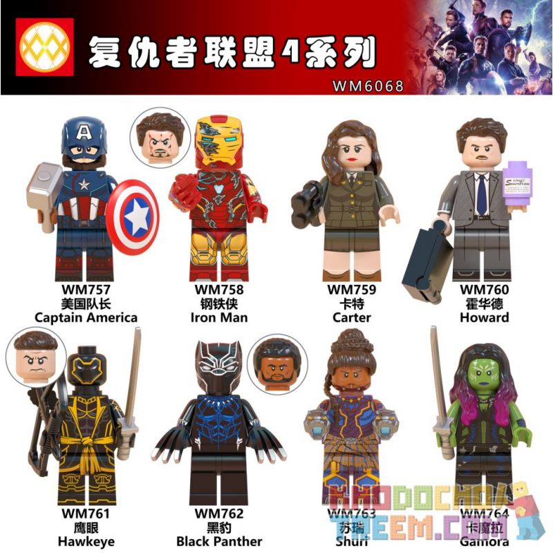 WM 6068 757 758 759 760 761 762 763 764 non  HÀNG TRĂM NGƯỜI 8 AVENGERS 4 SERIES bộ đồ chơi xếp lắp ráp ghép mô hình Super Heroes Siêu Nhân Anh Hùng