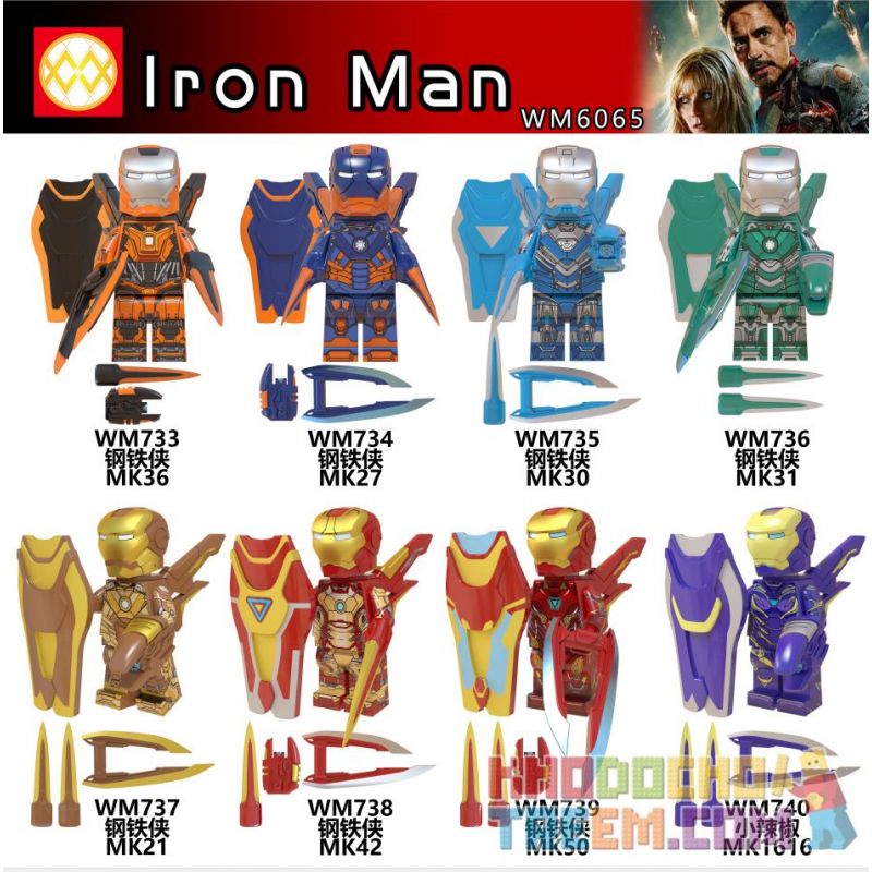 WM 6065 733 734 735 736 737 738 739 740 non  HÀNG TRĂM NGƯỜI 8 SẮT bộ đồ chơi xếp lắp ráp ghép mô hình Super Heroes Siêu Nhân Anh Hùng