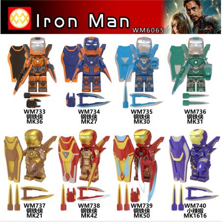 WM 6065 733 734 735 736 737 738 739 740 non  HÀNG TRĂM NGƯỜI 8 SẮT bộ đồ chơi xếp lắp ráp ghép mô hình Super Heroes Siêu Nhân Anh Hùng