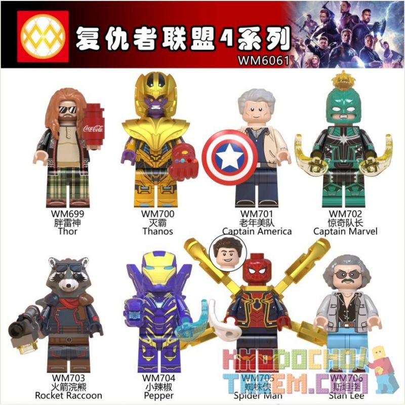 WM 6061 699 700 701 702 703 704 705 706 non  HÀNG TRĂM NGƯỜI 8 AVENGERS 4 SERIES bộ đồ chơi xếp lắp ráp ghép mô hình Super Heroes Siêu Nhân Anh Hùng