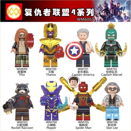 WM 6061 699 700 701 702 703 704 705 706 non  HÀNG TRĂM NGƯỜI 8 AVENGERS 4 SERIES bộ đồ chơi xếp lắp ráp ghép mô hình Super Heroes Siêu Nhân Anh Hùng