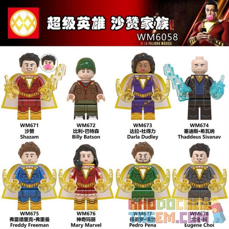 WM 6058 671 672 673 674 675 676 677 678 non  HÀNG TRĂM NGƯỜI 8 GIA ĐÌNH SHAZAN bộ đồ chơi xếp lắp ráp ghép mô hình Super Heroes Siêu Nhân Anh Hùng