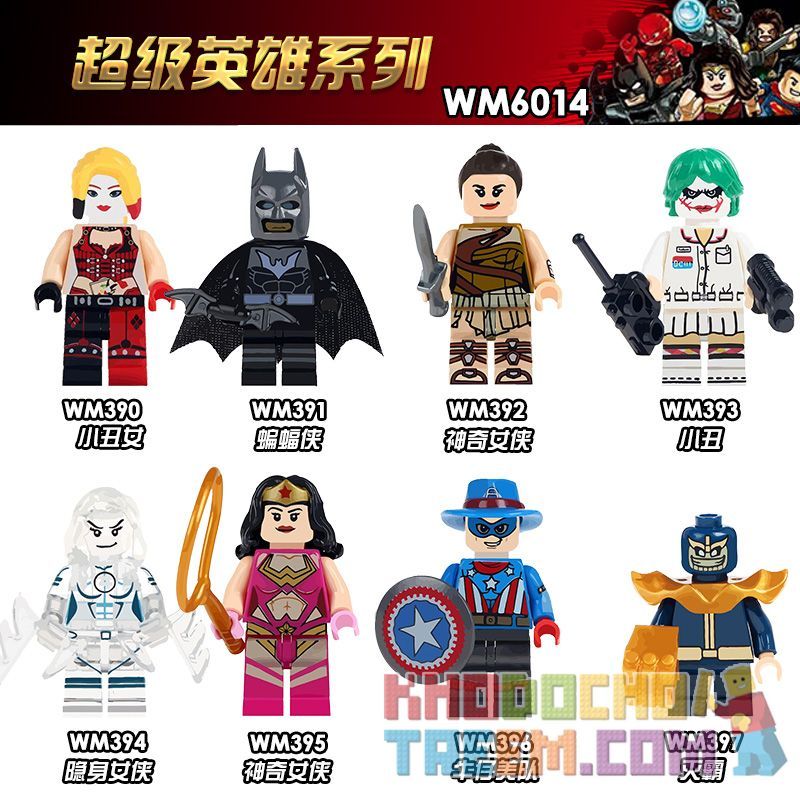 WM 6014 390 391 392 393 394 395 396 397 non  HÀNG TRĂM NGƯỜI 8 SÊ-RI SIÊU ANH HÙNG bộ đồ chơi xếp lắp ráp ghép mô hình Super Heroes Siêu Nhân Anh Hùng