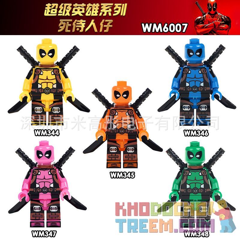 WM 6007 344 345 346 347 348 non  DEADPOOL. bộ đồ chơi xếp lắp ráp ghép mô hình Collectable Minifigures Búp Bê Sưu Tầm