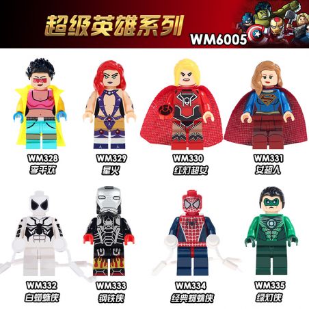 WM 6005 328 329 330 331 332 333 334 335 non  HÀNG TRĂM NGƯỜI 8 SÊ-RI SIÊU ANH HÙNG bộ đồ chơi xếp lắp ráp ghép mô hình Super Heroes Siêu Nhân Anh Hùng