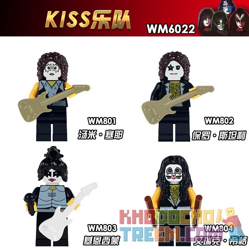 WM 6022 801 802 803 804 non  KISS BAND. bộ đồ chơi xếp lắp ráp ghép mô hình Collectable Minifigures Búp Bê Sưu Tầm