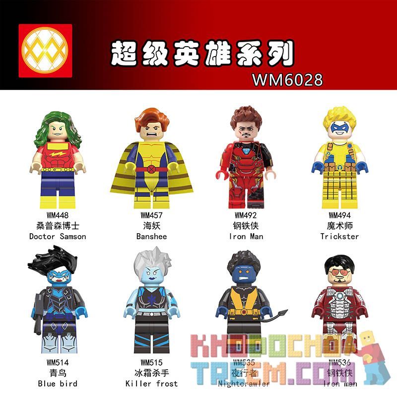 WM 6028 448 449 450 451 452 453 454 455 non  HÀNG TRĂM NGƯỜI 8 SÊ-RI SIÊU ANH HÙNG bộ đồ chơi xếp lắp ráp ghép mô hình Super Heroes Siêu Nhân Anh Hùng