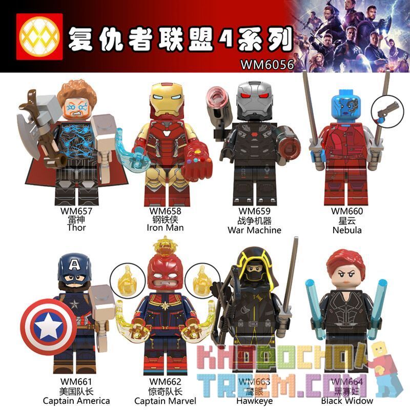 WM 6056 657 658 659 660 661 662 663 664 non  HÀNG TRĂM NGƯỜI 8 AVENGERS 4 SERIES bộ đồ chơi xếp lắp ráp ghép mô hình Super Heroes Siêu Nhân Anh Hùng
