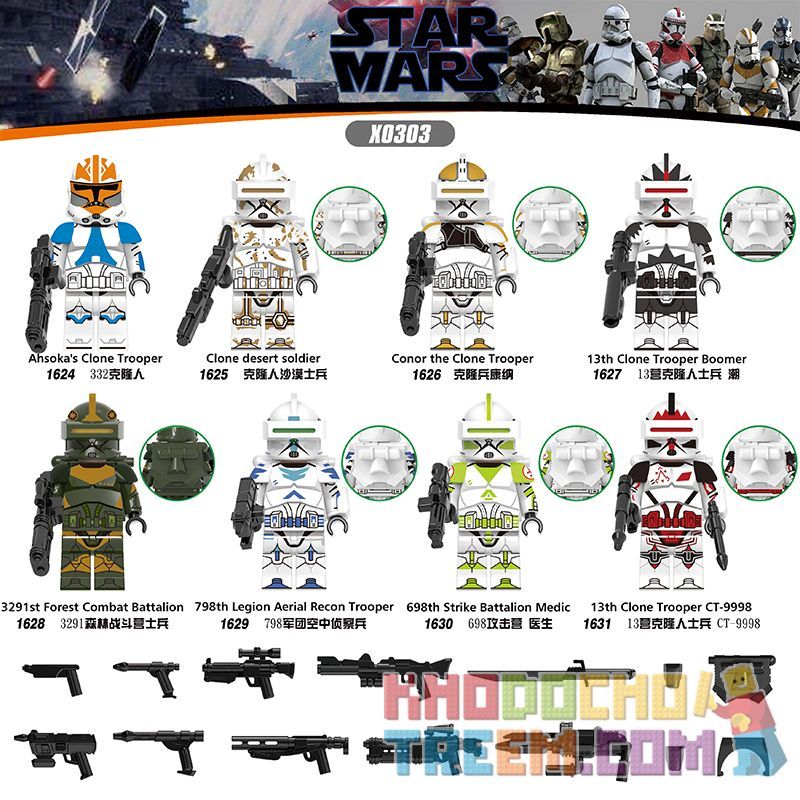 XINH X0303 0303 1624 1625 1626 1627 1628 1629 1630 1631 non  HÀNG TRĂM NGƯỜI 8 NHÂN BẢN BINH SĨ bộ đồ chơi xếp lắp ráp ghép mô hình Star Wars Chiến Tranh Giữa Các Vì Sao