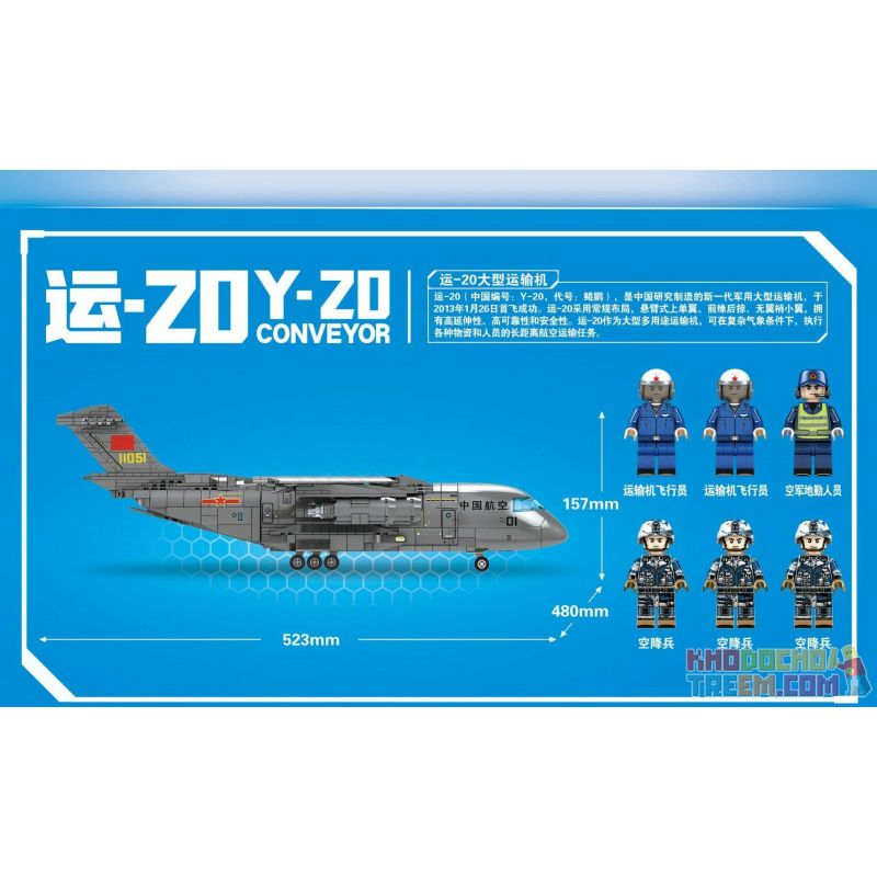 SEMBO 202130 non  TRUNG QUỐC YUN -20 VẬN CHUYỂN LỚN QUÂN SỰ bộ đồ chơi xếp lắp ráp ghép mô hình Military Army Y-20 CONVEYOR Quân Sự Bộ Đội 1254 khối