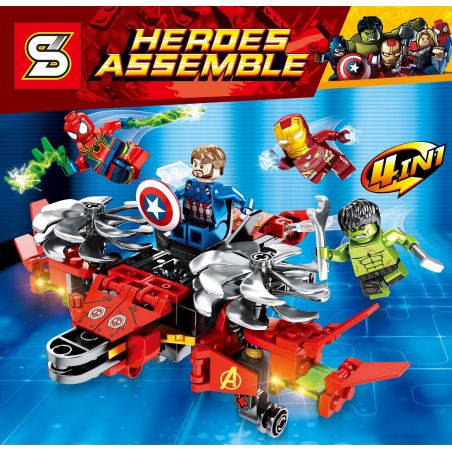 SHENG YUAN SY 7044A 7044B 7044C 7044D non  Ô TÔ ĐIỀU HÒA KHÔNG KHÍ BÊN NGOÀI MÁY BAY NHỎ 4 KẾT HỢP bộ đồ chơi xếp lắp ráp ghép mô hình Super Heroes HEROES ASSEMBLE Siêu Nhân Anh Hùng 274 khối