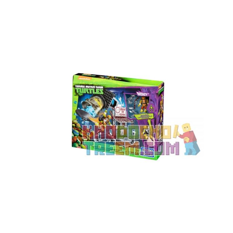MEGA BLOKS DMX51 non  NHÀ HÀNG PIZZA Ở MICKEY bộ đồ chơi xếp lắp ráp ghép mô hình Teenage Mutant Ninja Turtles MIKEY™ PIZZERIA SHOWDOWN Ninja Rùa 129 khối