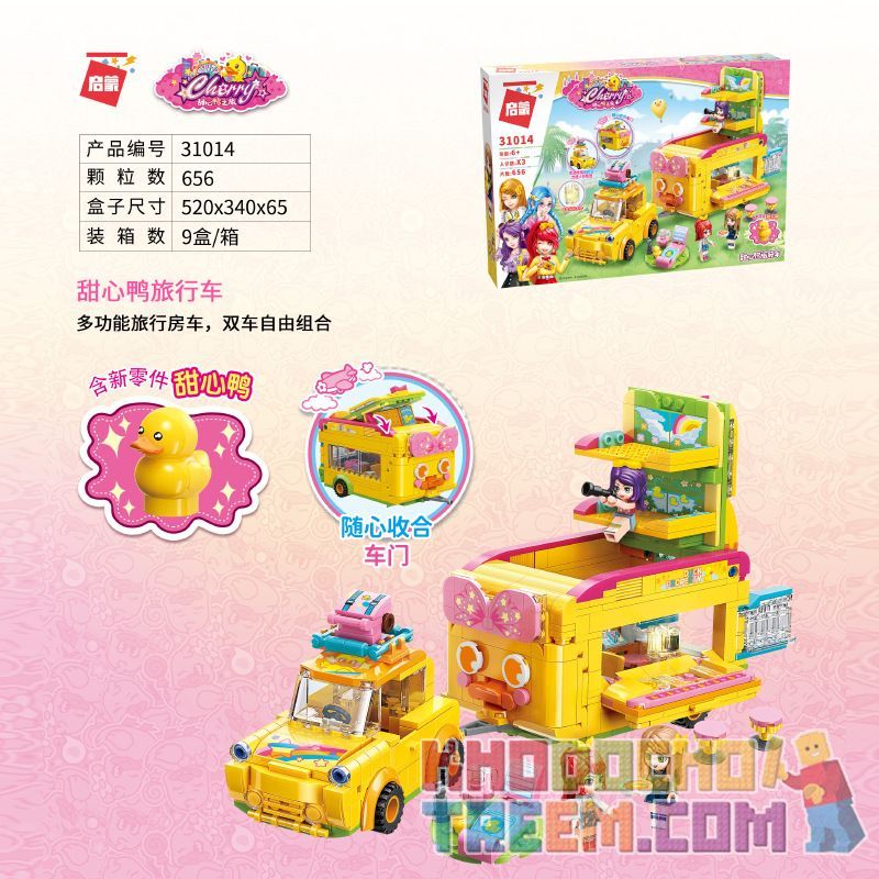Enlighten 31014 Qman 31014 non  SWEETLOVE VỊT WAGON. bộ đồ chơi xếp lắp ráp ghép mô hình  Các Bạn Gái 656 khối