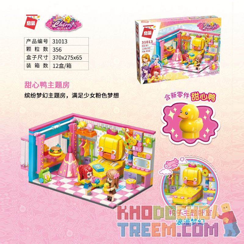 Enlighten 31013 Qman 31013 non  PHÒNG CHỦ ĐỀ VỊT NGỌT NGÀO bộ đồ chơi xếp lắp ráp ghép mô hình  Các Bạn Gái 356 khối