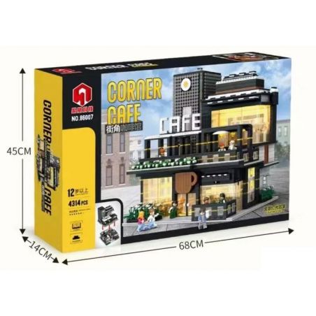 JUHANG TECHNOLOGY 86007 non  CÁNH CỬA ĐƯỜNG PHỐ CAFE bộ đồ chơi xếp lắp ráp ghép mô hình Modular Buildings CORNER CAFE Mô Hình Nhà Cửa 4314 khối