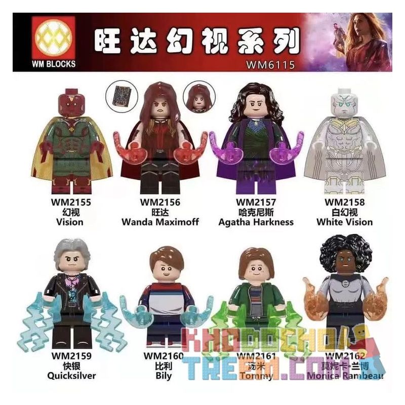 WM 6115 2155 2156 2157 2158 2159 2160 2161 2162 non  HÀNG TRĂM NGƯỜI 8 WANGDA FANTASY SERIES bộ đồ chơi xếp lắp ráp ghép mô hình Super Heroes Siêu Nhân Anh Hùng