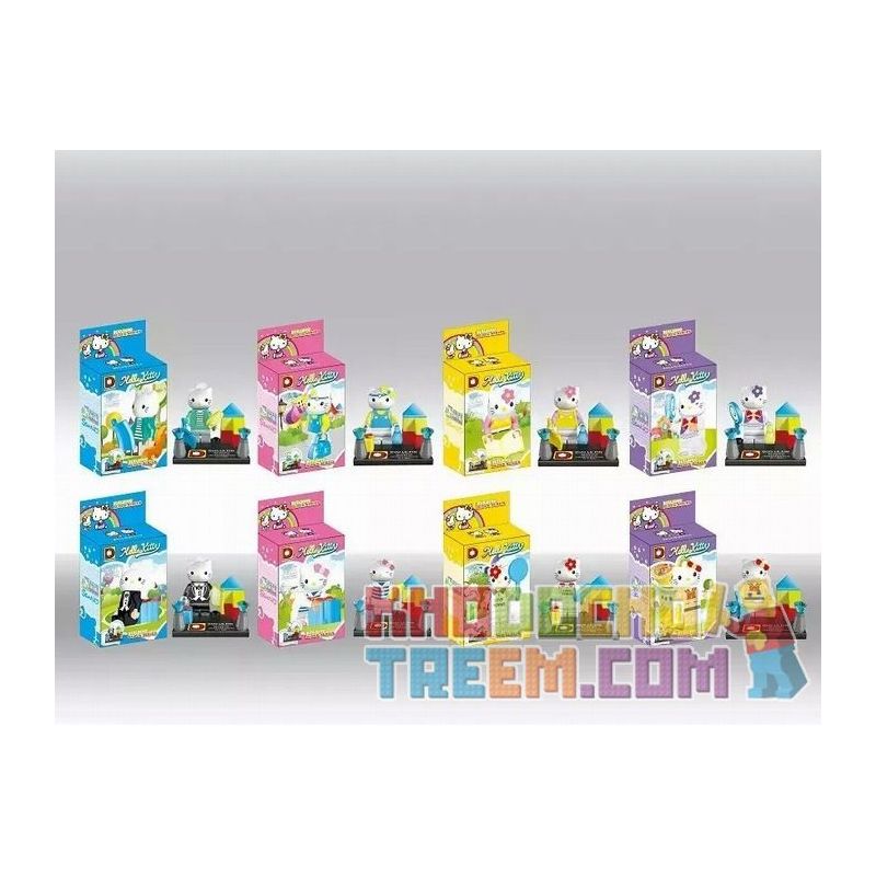 DUO LE PIN DLP9004 9004 non  HELLO KITTY MINIFIGURES 8 LOẠI bộ đồ chơi xếp lắp ráp ghép mô hình Collectable Minifigures Búp Bê Sưu Tầm