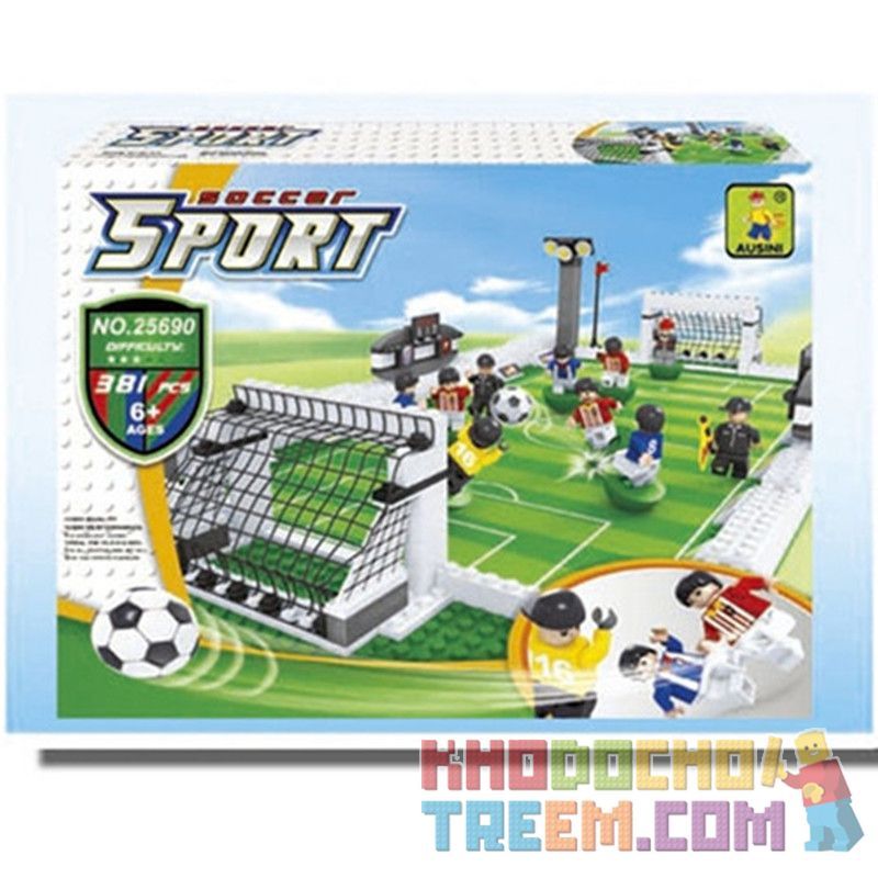 AUSINI 25690 non  SÂN BÓNG ĐÁ bộ đồ chơi xếp lắp ráp ghép mô hình Sports SOCCER SPORT Thể Thao 381 khối