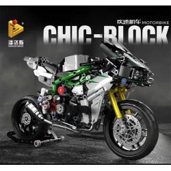 PanlosBrick 672003 Panlos Brick 672003 non  NINJA KAWASAKI. bộ đồ chơi xếp lắp ráp ghép mô hình CHIC-BLOCK MOTORBIKE 865 khối