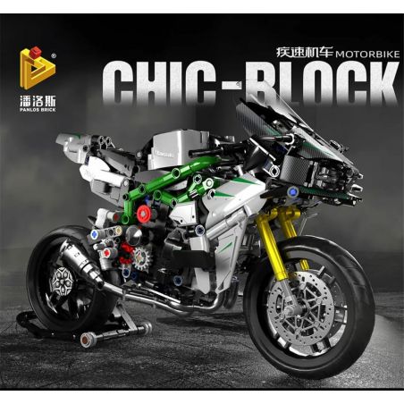 PanlosBrick 672003 Panlos Brick 672003 non  NINJA KAWASAKI. bộ đồ chơi xếp lắp ráp ghép mô hình CHIC-BLOCK MOTORBIKE 865 khối