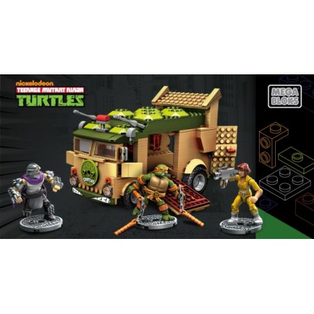 MEGA BLOKS DPD81 non  ĐẢNG CỔ ĐIỂN bộ đồ chơi xếp lắp ráp ghép mô hình Teenage Mutant Ninja Turtles CLASSIC PARTY WAGON Ninja Rùa