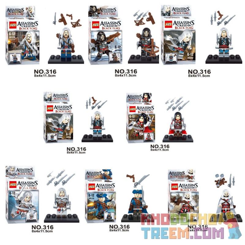 XSZ KSZ 316 non  ASSASSIN CREED PEOPLE 8 bộ đồ chơi xếp lắp ráp ghép mô hình Movie & Game ASSASSIN'S CREED BLACK FLAG Phim Và Trò Chơi