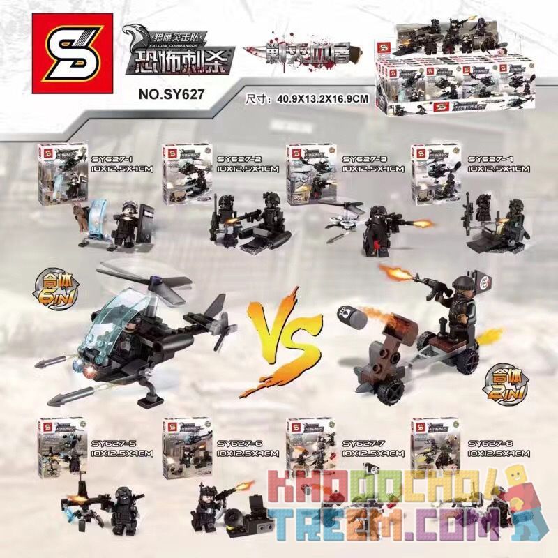 SHENG YUAN SY SY627 non  ÁM SÁT KHỦNG BỐ bộ đồ chơi xếp lắp ráp ghép mô hình Falcon Commandos Đội Đặc Nhiệm Chim Ưng