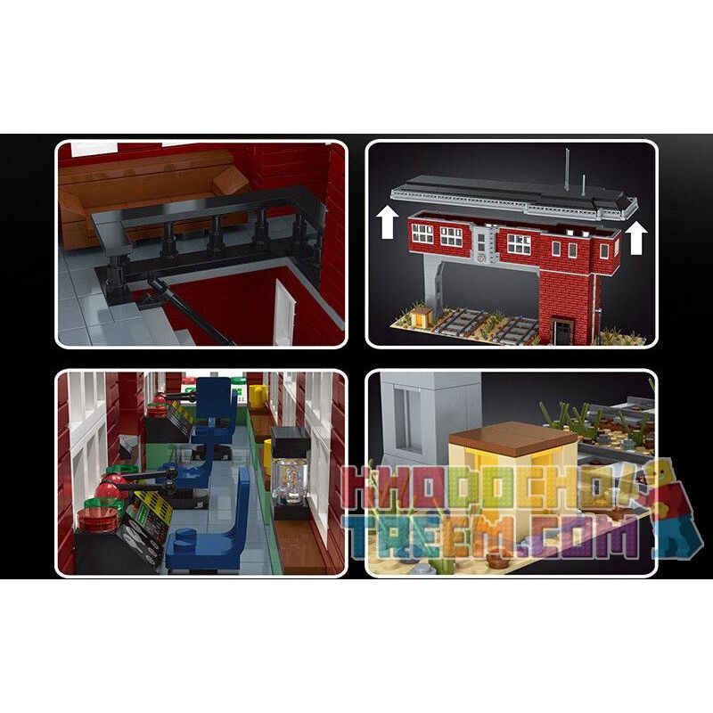 MouldKing 12009 Mould King 12009 non  THÁP TÍN HIỆU ĐƯỜNG SẮT bộ đồ chơi xếp lắp ráp ghép mô hình Trains WORLD RAILWAY TRAIN SIGNAL STATION Tàu Hỏa 1809 khối