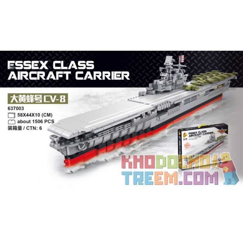 PanlosBrick 637003 Panlos Brick 637003 non  NHÀ CUNG CẤP MÁY BAY RUMBLER CV-8 ESSEX bộ đồ chơi xếp lắp ráp ghép mô hình Military Army ESSEX CLASS AIRCRAFT CARRIER Quân Sự Bộ Đội 1506 khối