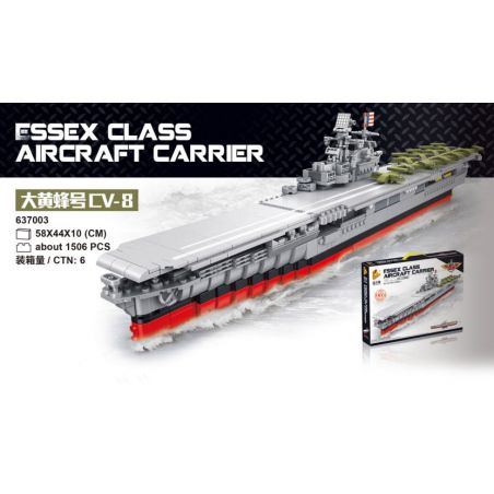 PanlosBrick 637003 Panlos Brick 637003 non  NHÀ CUNG CẤP MÁY BAY RUMBLER CV-8 ESSEX bộ đồ chơi xếp lắp ráp ghép mô hình Military Army ESSEX CLASS AIRCRAFT CARRIER Quân Sự Bộ Đội 1506 khối
