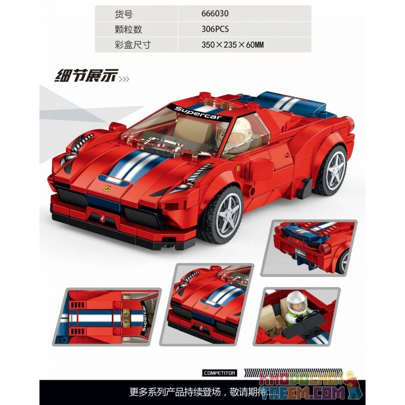 PanlosBrick 666030 Panlos Brick 666030 non  FERRARI 458 SPECIALE bộ đồ chơi xếp lắp ráp ghép mô hình Racers RACING FERRARI 458 SPECIALE Đua Tốc Độ 306 khối