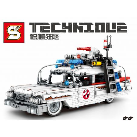 SHENG YUAN SY 8611 non  GHOSTS DÁM BẮT XE MA ECTO-1 1:18 tỷ lệ 1:18 bộ đồ chơi xếp lắp ráp ghép mô hình  GHOSTBUSTERS ECTO-1 Kỹ Thuật Công Nghệ Cao Mô Hình Phương Tiện 1126 khối