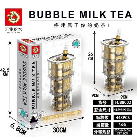 HJLEPIN HJ88002 88002 non  TRÀ SỮA bộ đồ chơi xếp lắp ráp ghép mô hình Creator Expert BUBBLE MILK TEA Chuyên Gia Sáng Tạo 448 khối