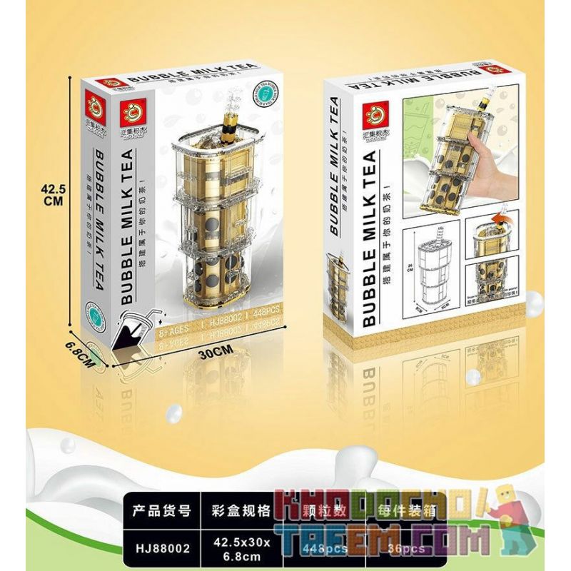 HJLEPIN HJ88002 88002 non  TRÀ SỮA bộ đồ chơi xếp lắp ráp ghép mô hình Creator Expert BUBBLE MILK TEA Chuyên Gia Sáng Tạo 448 khối
