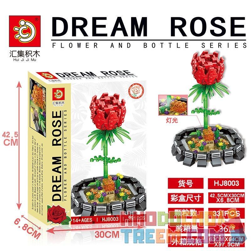 HJLEPIN HJ8003 8003 non  HOA HỒNG VĨNH CỬU bộ đồ chơi xếp lắp ráp ghép mô hình Creator Expert DREAM ROSE Chuyên Gia Sáng Tạo 331 khối